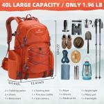 40L Waterproof Hiking Backpack with Rain Cover
