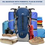 Loowoko 50L Waterproof Hiking Backpack with Rain Cover