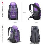 Bseash 50L Water-Resistant Hiking Backpack - Purple