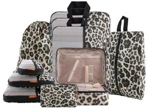 Ultralight Leopard Packing Cubes with Laundry Bag