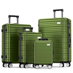 Expandable 4-Piece Hardside Luggage Set - Olive Green
