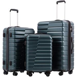 COOLIFE Teal Blue Expandable 3-Piece Luggage Set