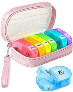 Cute Portable Pill Organizer for Women (Pink)