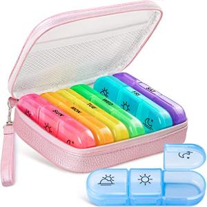 AMOOS Cute Pill Organizer for Women (Pink)
