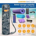 Navy Blue Leaf Canvas Yoga Mat Bag with Pockets