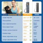 Navy Blue Leaf Canvas Yoga Mat Bag with Pockets