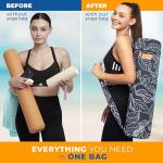 Navy Blue Leaf Canvas Yoga Mat Bag with Pockets