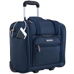 TPRC Smart USB Charging Underseat Luggage, Navy Blue