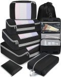 8-Piece Travel Packing Cubes Set - Black