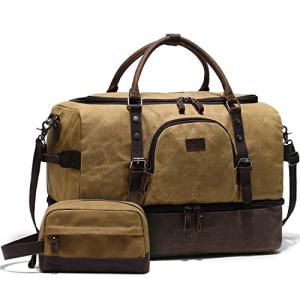 Nerlion Men's Canvas Weekender Bag with Shoe Compartment