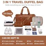 Leather 3-in-1 Duffle Bag with Toiletry and Shoe Compartment