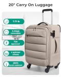BAGSMART 20-Inch Lightweight Carry-On Luggage with Wheels