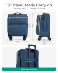 BAGSMART 16 Inch Underseater Carry On Luggage