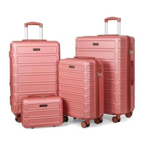 Rose Gold Expandable 4-Piece Luggage Set