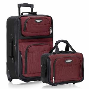 Expandable 2-Piece Rolling Luggage Set in Burgundy