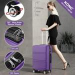 Kono 24 Inch Purple Hardside Luggage with Spinner Wheels