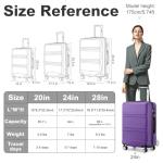 Kono 24 Inch Purple Hardside Luggage with Spinner Wheels