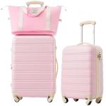 Merax Expandable 2-Piece Luggage Set, White Pink