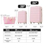 Merax Expandable 2-Piece Luggage Set, White Pink