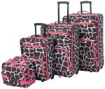 Pink Giraffe 4-Piece Softside Luggage Set