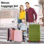 Merax Expandable 2-Piece Luggage Set, White Pink