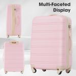 Merax Expandable 2-Piece Luggage Set, White Pink