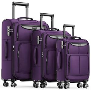 SHOWKOO 3-Piece Expandable Luggage Set - Purple