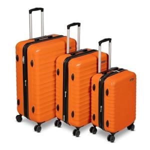 Orange Hardshell Suitcase Set with Wheels