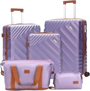 5-Piece Expandable Suitcase Set with Spinner Wheels