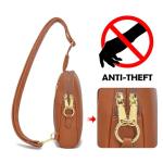 Small Leather Sling Bag for Women - Light Brown