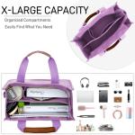 Oversized Purple Canvas Tote Bag with Pockets