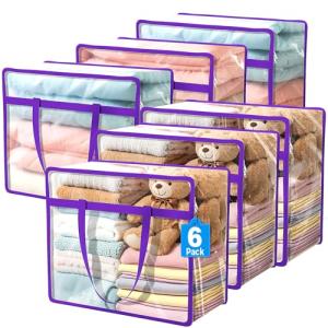 6 Pack Clear Zippered Storage Bags for Travel