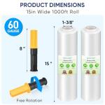 TICONN 1000ft Clear Stretch Wrap Roll with Handles