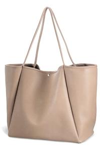 Nude Oversize PU Leather Weekender Tote Bag
