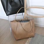 Nude Oversize PU Leather Weekender Tote Bag
