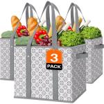 WISELIFE Large Reusable Grocery Bags - 3 Pack