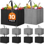 WISELIFE 10-Pack Large Foldable Grocery Bags