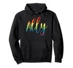 Pride Ally Hoodie with Rainbow Flag Design