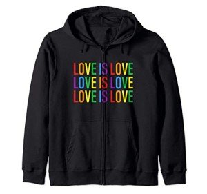 Rainbow Love Is Love LGBTQ Pride Zip Hoodie