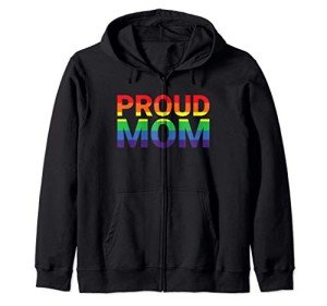 Proud Mom Ally Zip Hoodie for LGBTQ+ Community Support
