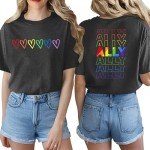 Rainbow Love Heart Graphic Tee for Proud Allies