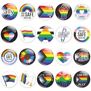 40PCS Progress Pride Button Pins - Ally Support Badges