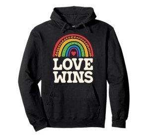 Cute, Folk Art Rainbow Pride Love Wins LGBTQ Hoodie 