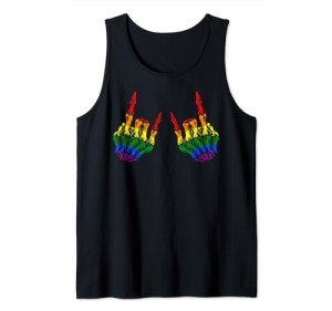 Rainbow Skeleton Hand Ally Pride Tank Top