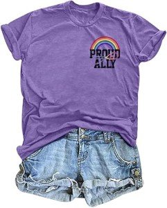 Proud Ally Rainbow Graphic Tee for Women