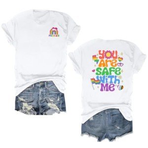 Rainbow Heart Graphic Tee - Love is Love