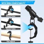 PLUSINNO 2 Pack Fishing Rod Holders for Boat, Upgraded Dual-V Shaped Design, Fit Round/Square Tube Boat Fishing Gear