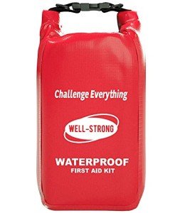 WELL-STRONG Waterproof First Aid Kit Roll Top Boat Emergency Kit with Waterproof Contents for Fishing Kayaking Boating Swimming Camping Rafting Beach Red