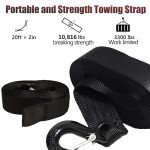 Heavy Duty Boat Trailer Winch Strap with Hook - 2" x 20' - 10,816lbs Breaking Strength, Hand Crank, Automotive Towing