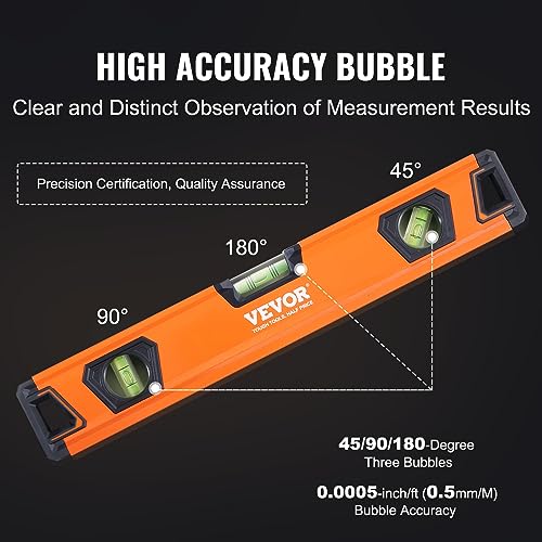 VEVOR Magnetic Torpedo Level Set, Aluminum Alloy Woodworking Tool